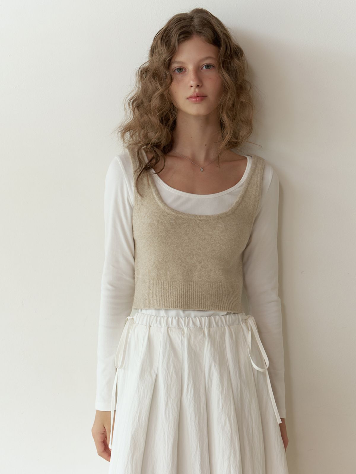 리엘(RE L) Peche knit vest (beige)