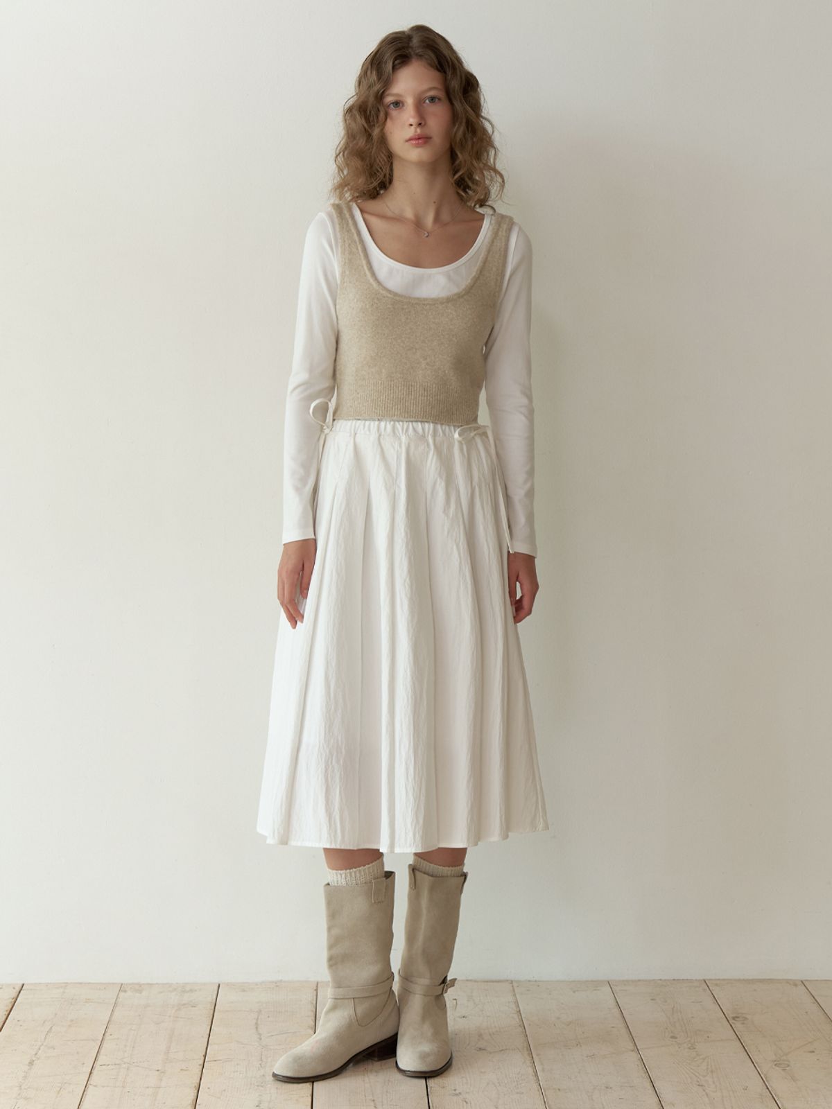 리엘(RE L) Peche knit vest (beige)