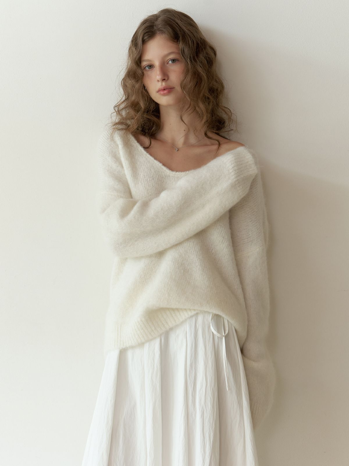리엘(RE L) Bubb overfit v knit (ivory)