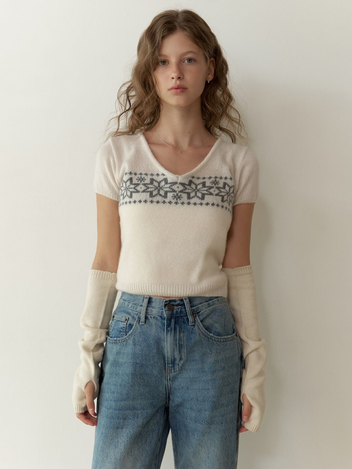리엘(RE L) Vigne half v knit (ivory)
