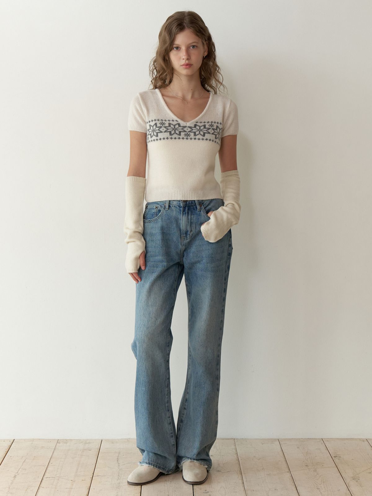 리엘(RE L) Vigne half v knit (ivory)