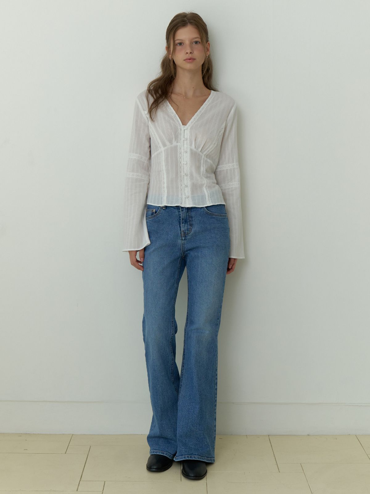 리엘(RE L) Ra boots-cut denim pants (blue)