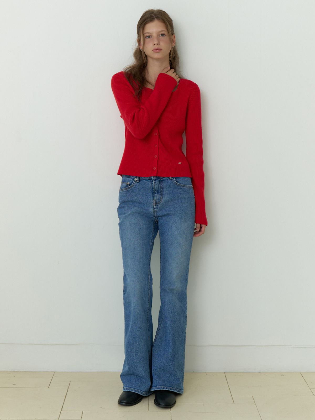 리엘(RE L) Ra boots-cut denim pants (blue)