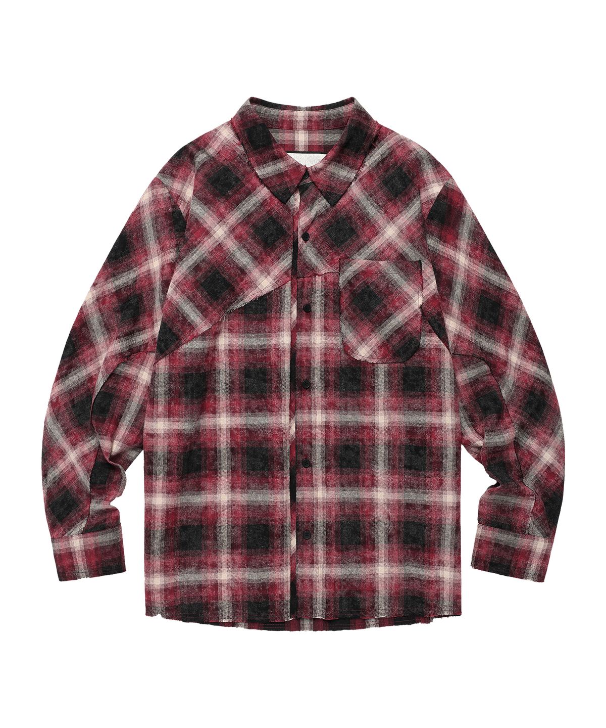 더바이닐하우스(THEVINYLHOUSE) BLEACHED CHECK SHIRTS RED