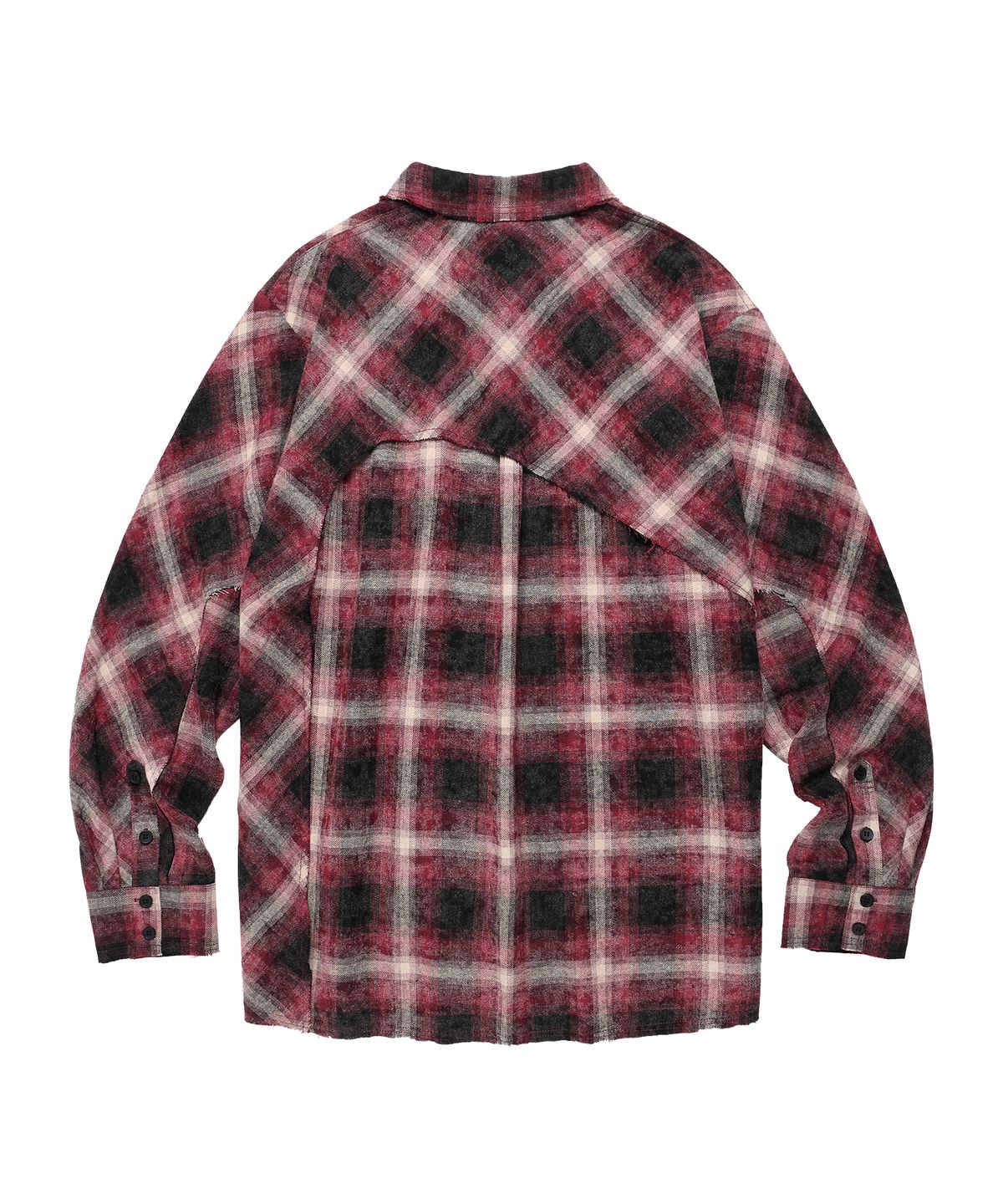 더바이닐하우스(THEVINYLHOUSE) BLEACHED CHECK SHIRTS RED
