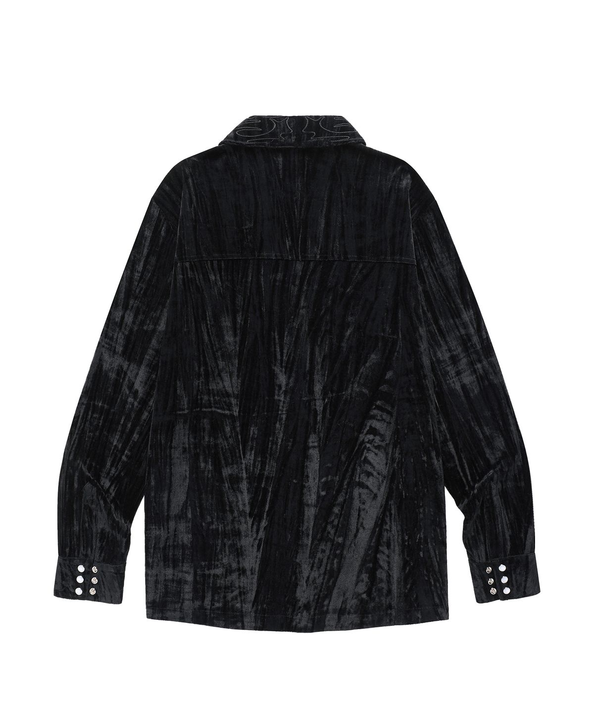 더바이닐하우스(THEVINYLHOUSE) EMBROIDERY VELOUR SHIRTS BLACK