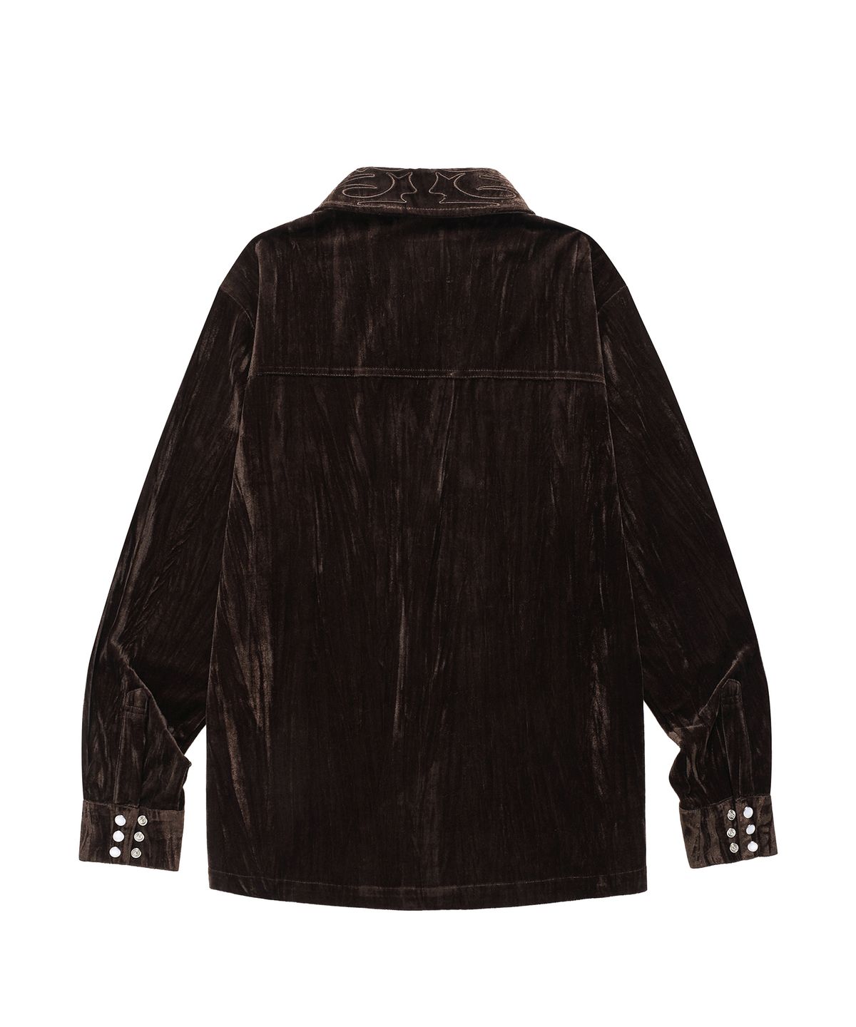더바이닐하우스(THEVINYLHOUSE) EMBROIDERY VELOUR SHIRTS BROWN