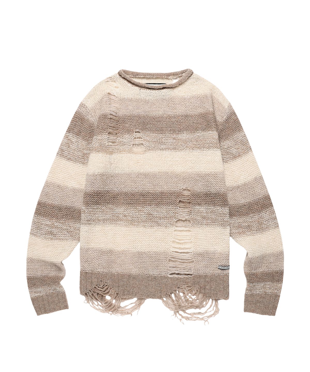 더바이닐하우스(THEVINYLHOUSE) GRUNGE STRIPE SWEATER BROWN