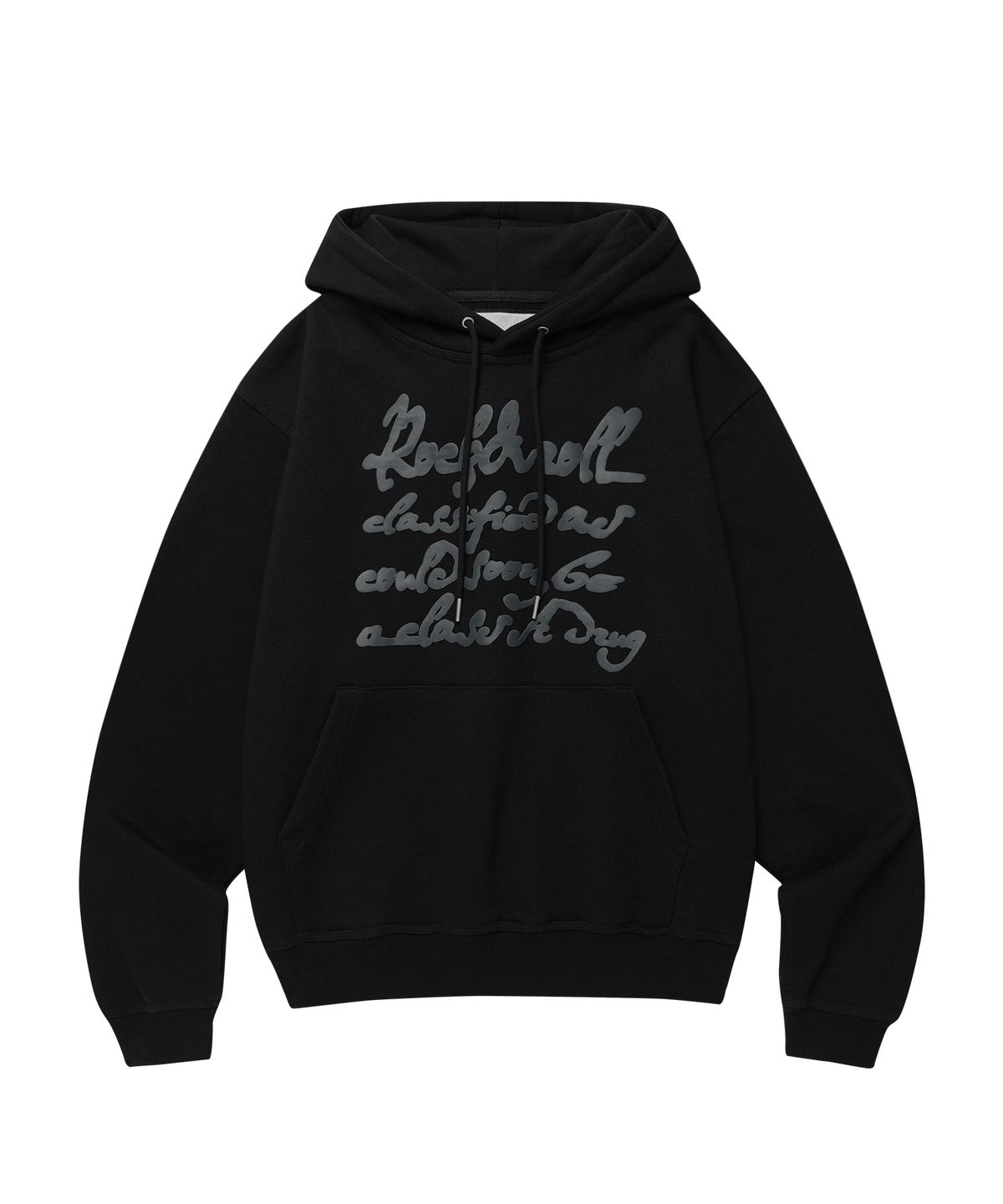 더바이닐하우스(THEVINYLHOUSE) CURSIVE WRITING TYPO HOODIE BLACK
