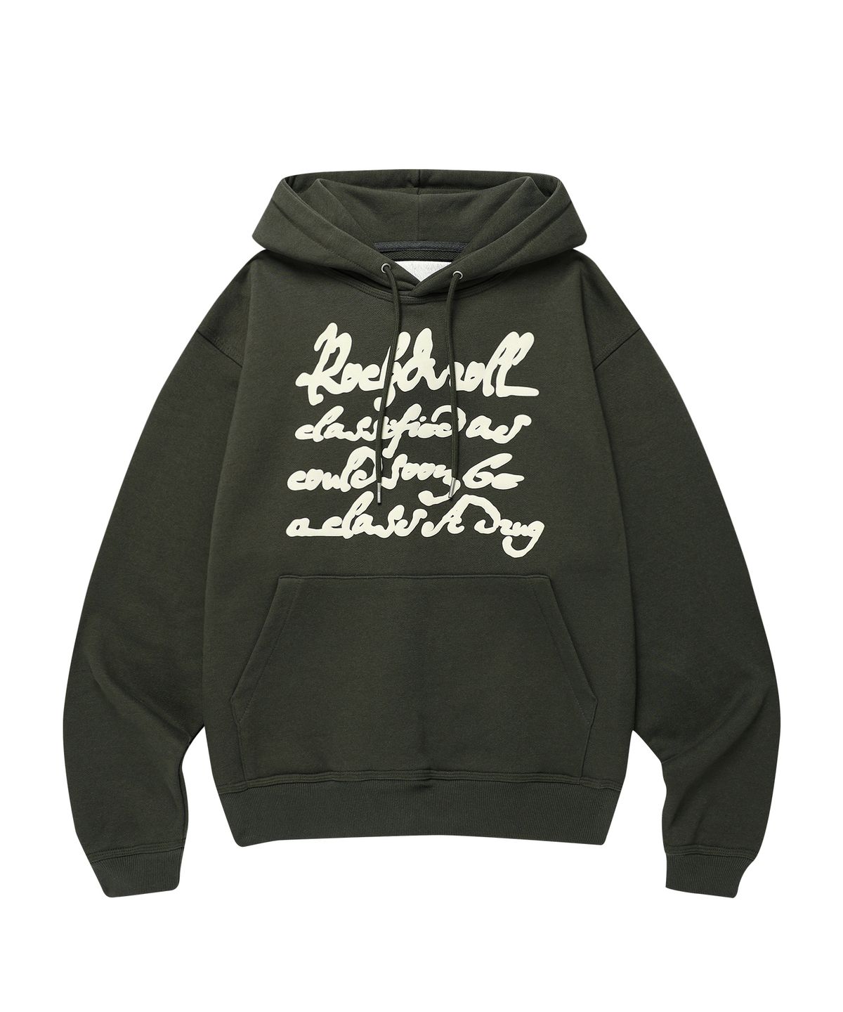 더바이닐하우스(THEVINYLHOUSE) CURSIVE WRITING TYPO HOODIE KHAKI