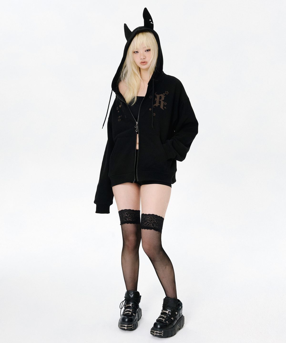 러닝하이(RUNNINGHIGH) 이어 집업 후디 [블랙]