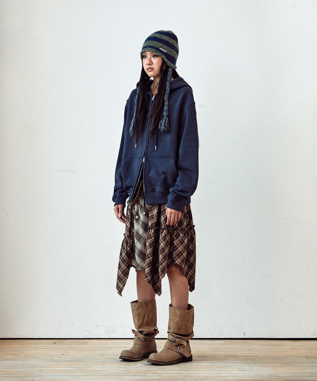 더바이닐하우스(THEVINYLHOUSE) GRAPHIC HOODIE ZIP-UP NAVY