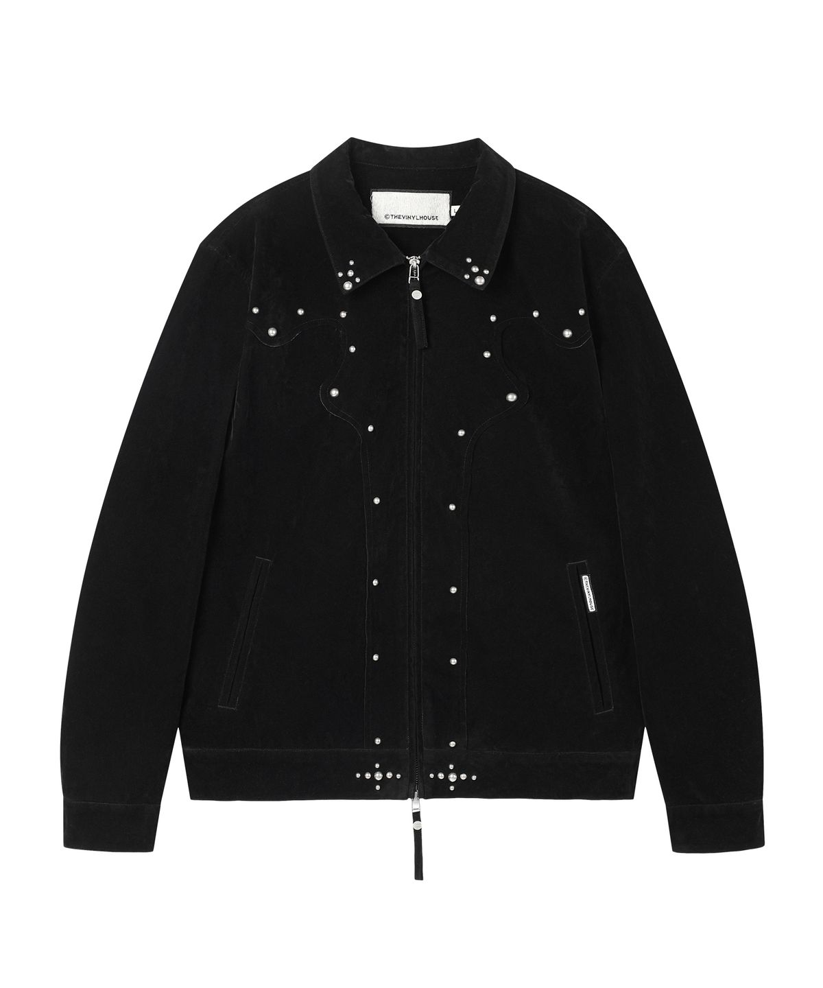 더바이닐하우스(THEVINYLHOUSE) STUDDED SUEDE JACKET BLACK
