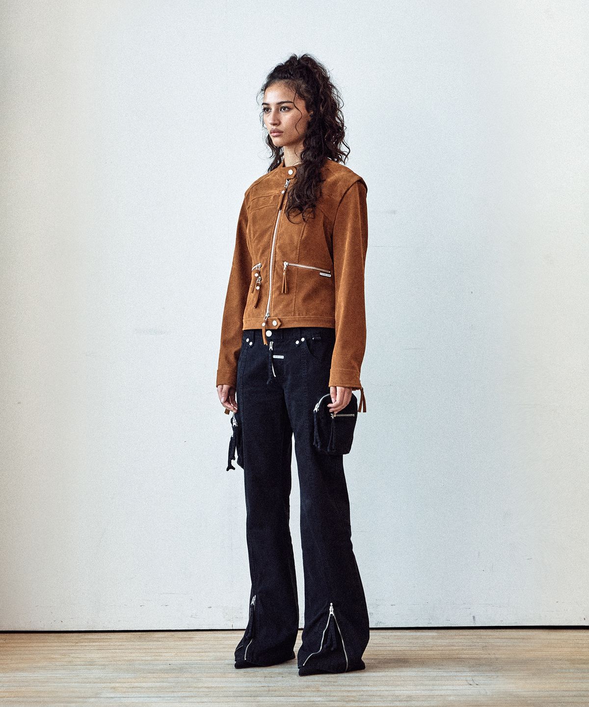 더바이닐하우스(THEVINYLHOUSE) NON COLLAR SUEDE JACKET(W) BROWN