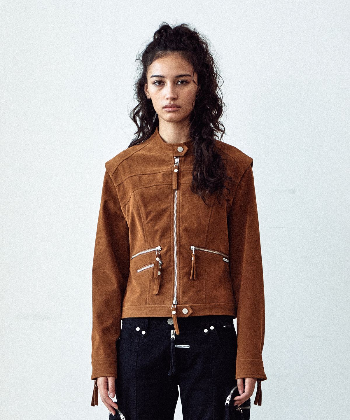더바이닐하우스(THEVINYLHOUSE) NON COLLAR SUEDE JACKET(W) BROWN