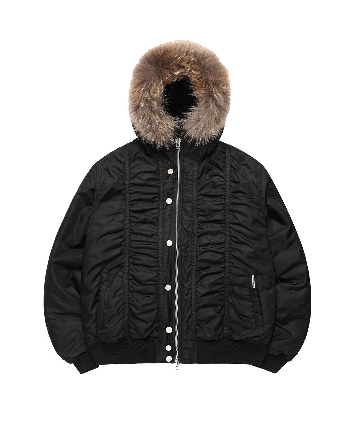 더바이닐하우스(THEVINYLHOUSE) FUR HOODED MA-1 JACKET BLACK