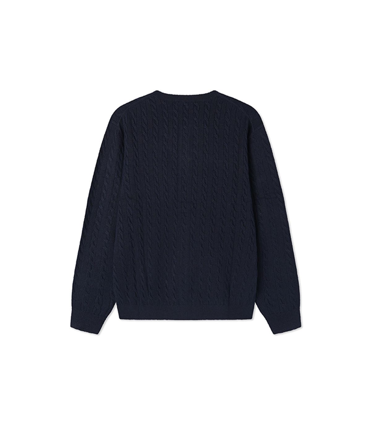 블랙브라운(BLACKBROWN) 라운드넥 케이블 니트 가디건 [NAVY]