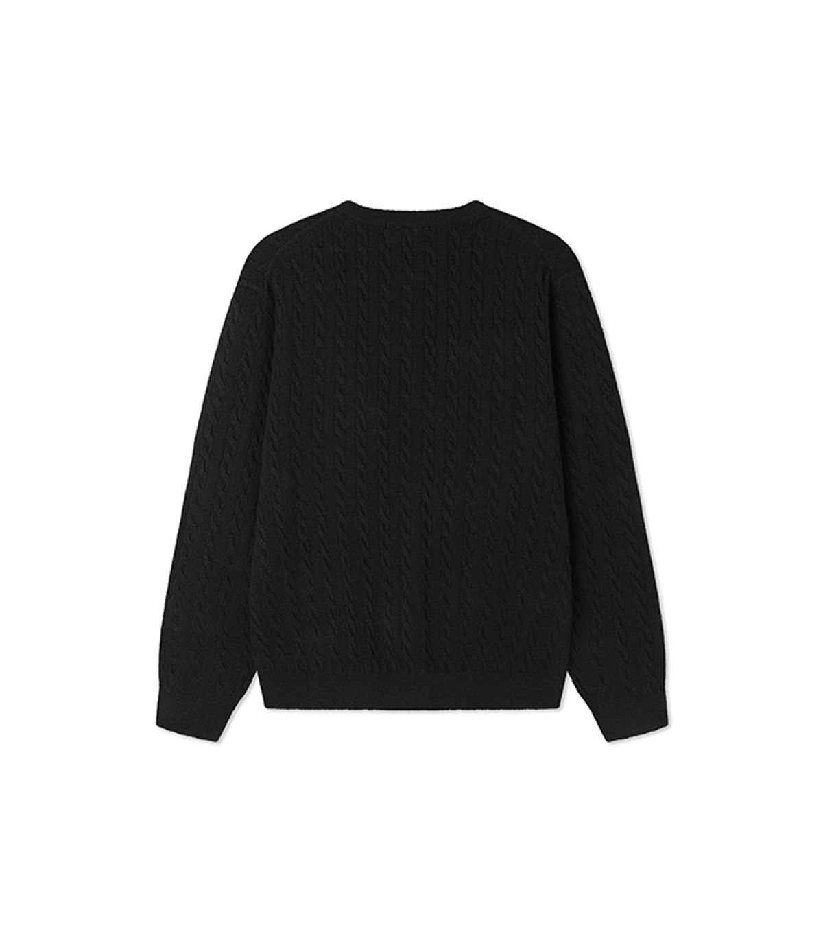 블랙브라운(BLACKBROWN) 라운드넥 케이블 니트 가디건[BLACK]