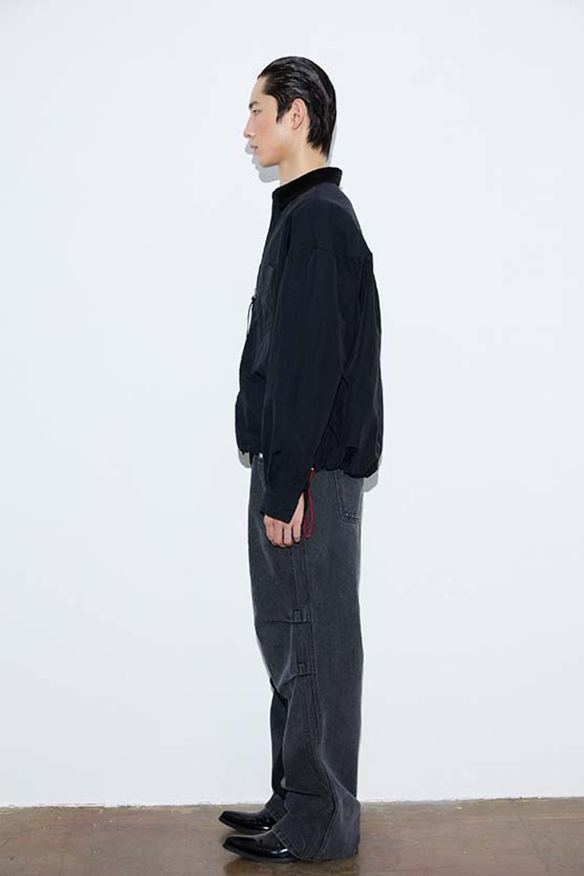 오디너리피플(ORDINARY PEOPLE) Re : Contrast Velvet-Collar Shirt [BLACK]