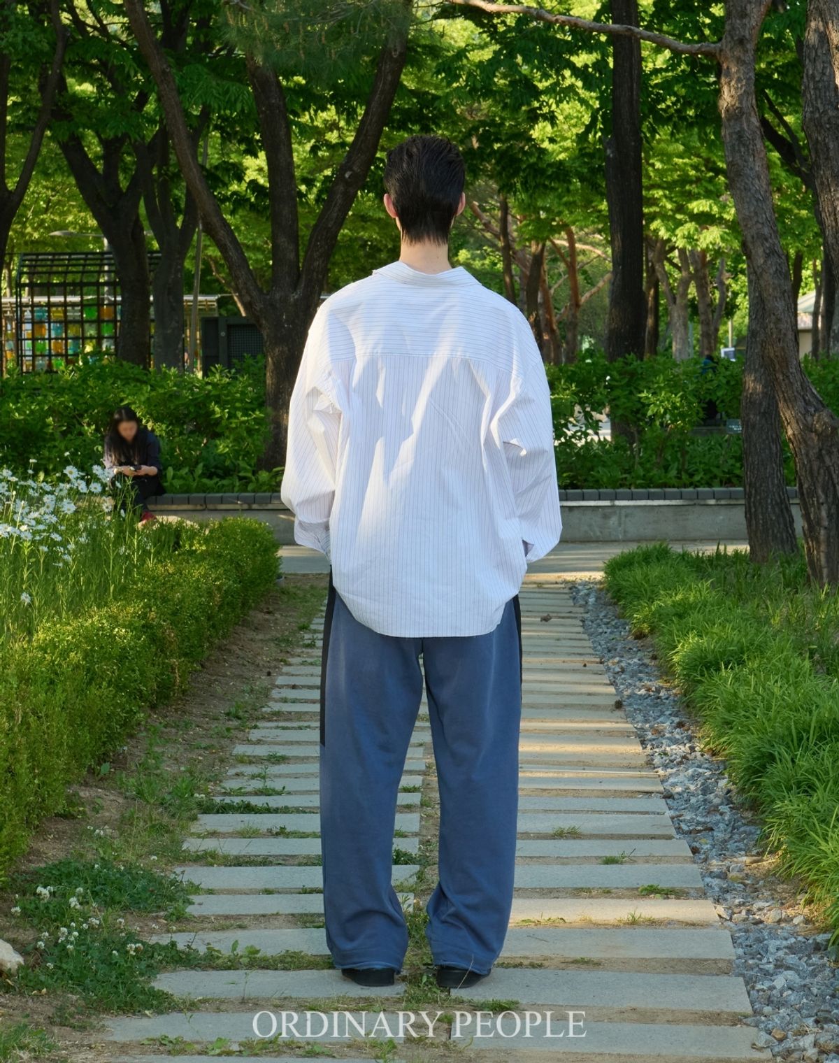 오디너리피플(ORDINARY PEOPLE) Re : Stripe Crest Deconstructed Shirt [WHITE]