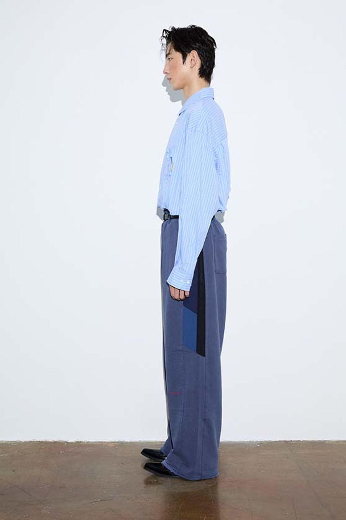 오디너리피플(ORDINARY PEOPLE) Re : Stripe Crest Deconstructed Shirt [BLUE]