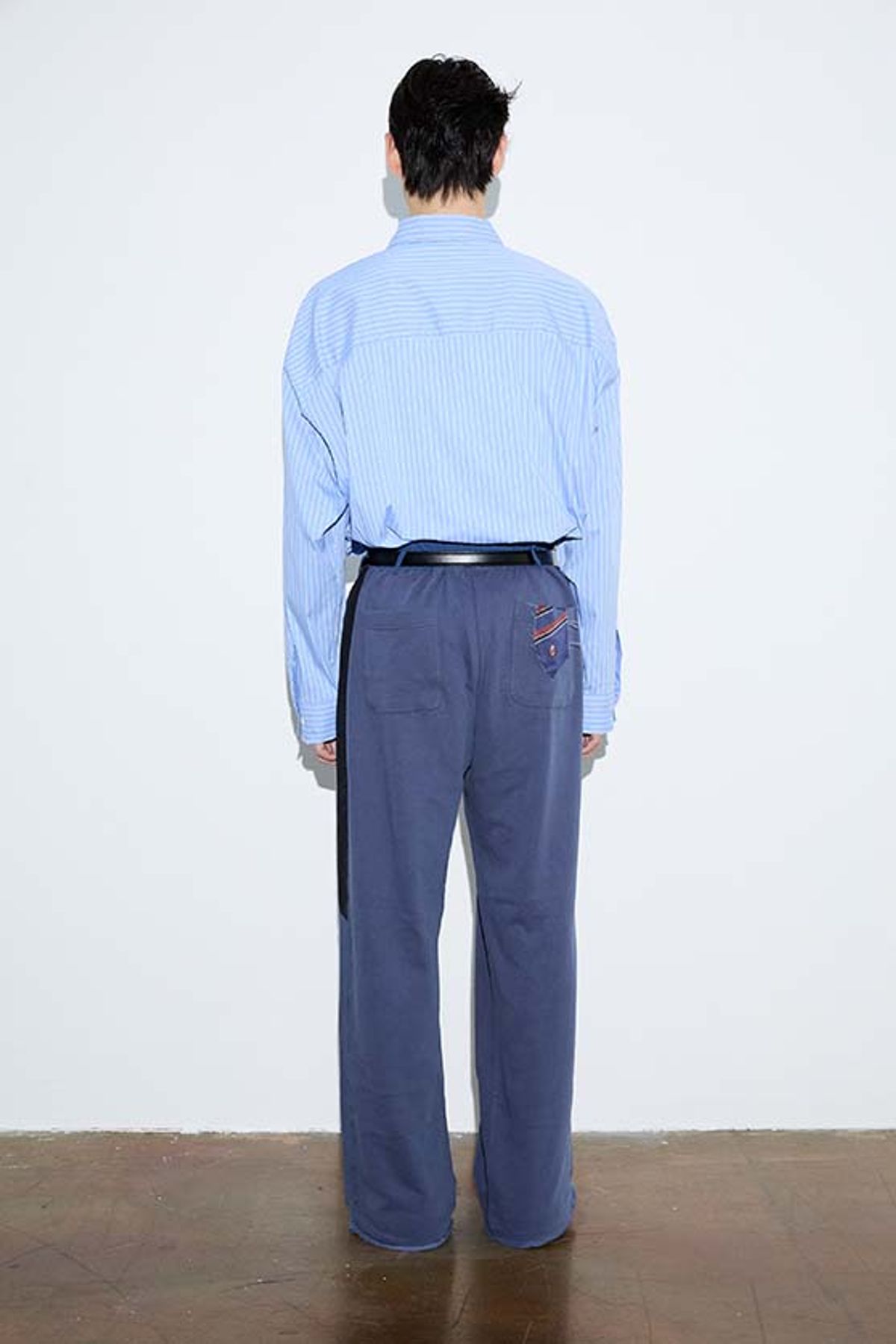 오디너리피플(ORDINARY PEOPLE) Re : Stripe Crest Deconstructed Shirt [BLUE]
