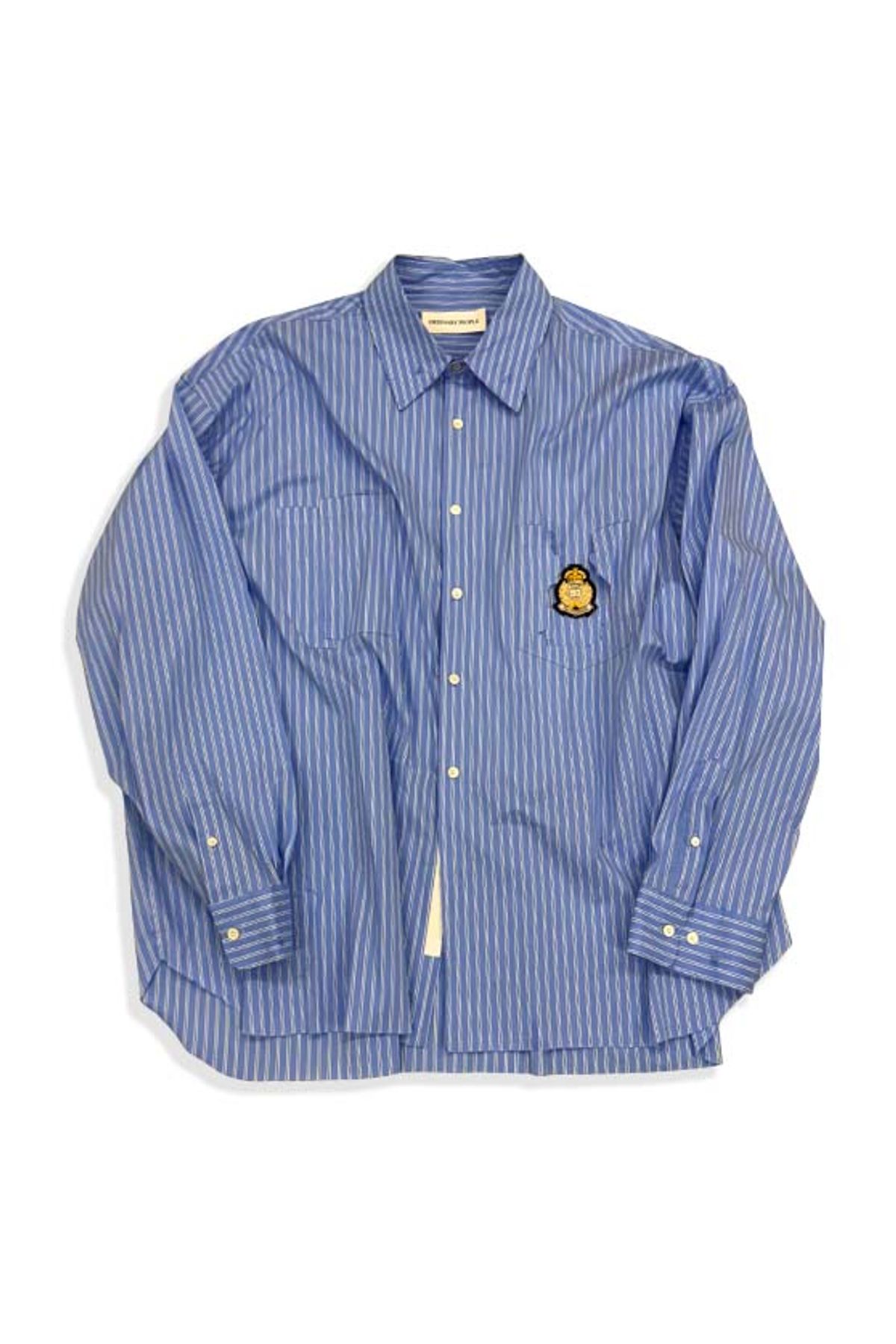 오디너리피플(ORDINARY PEOPLE) Re : Stripe Crest Deconstructed Shirt [BLUE]