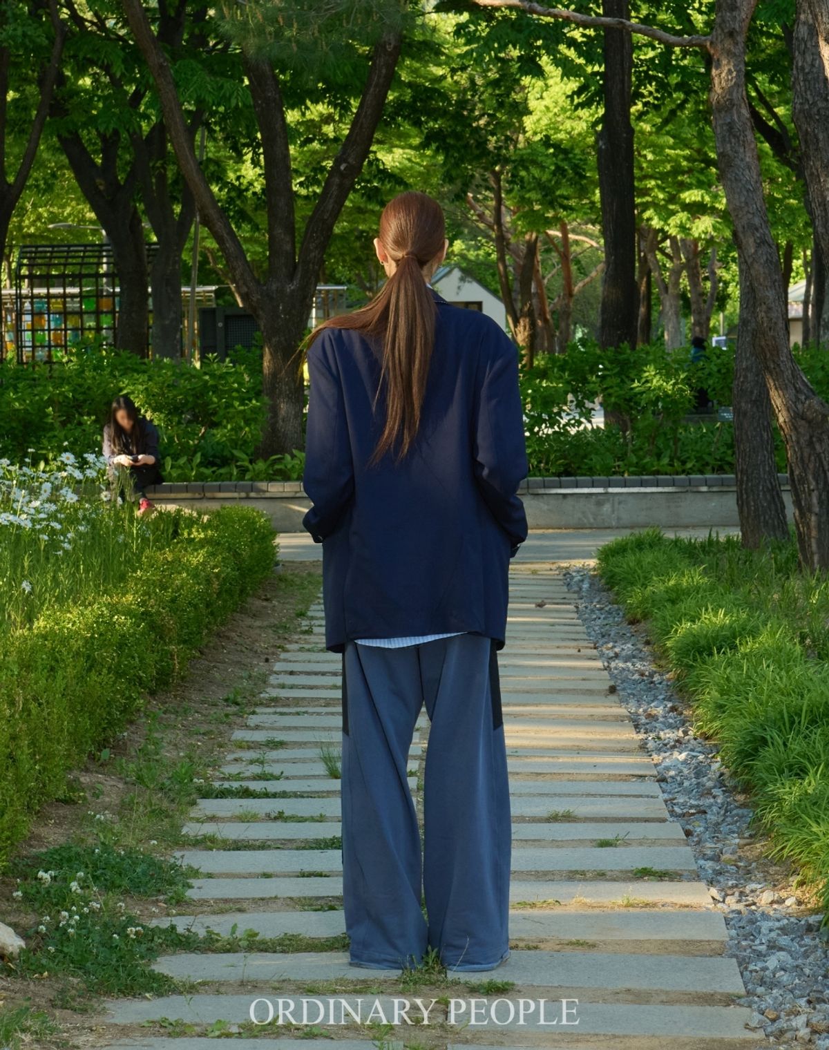 오디너리피플(ORDINARY PEOPLE) Re : Stripe Crest Deconstructed Shirt [BLUE]