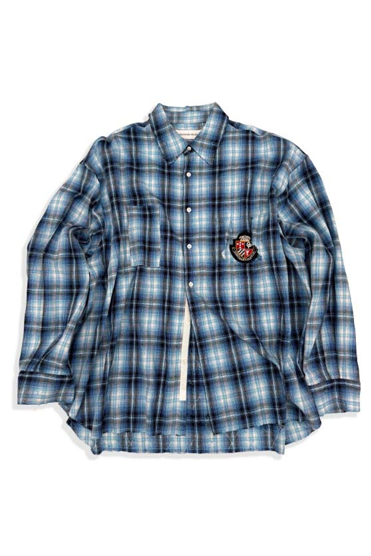 오디너리피플(ORDINARY PEOPLE) Re : Check Crest Deconstructed Shirt [BLUE]