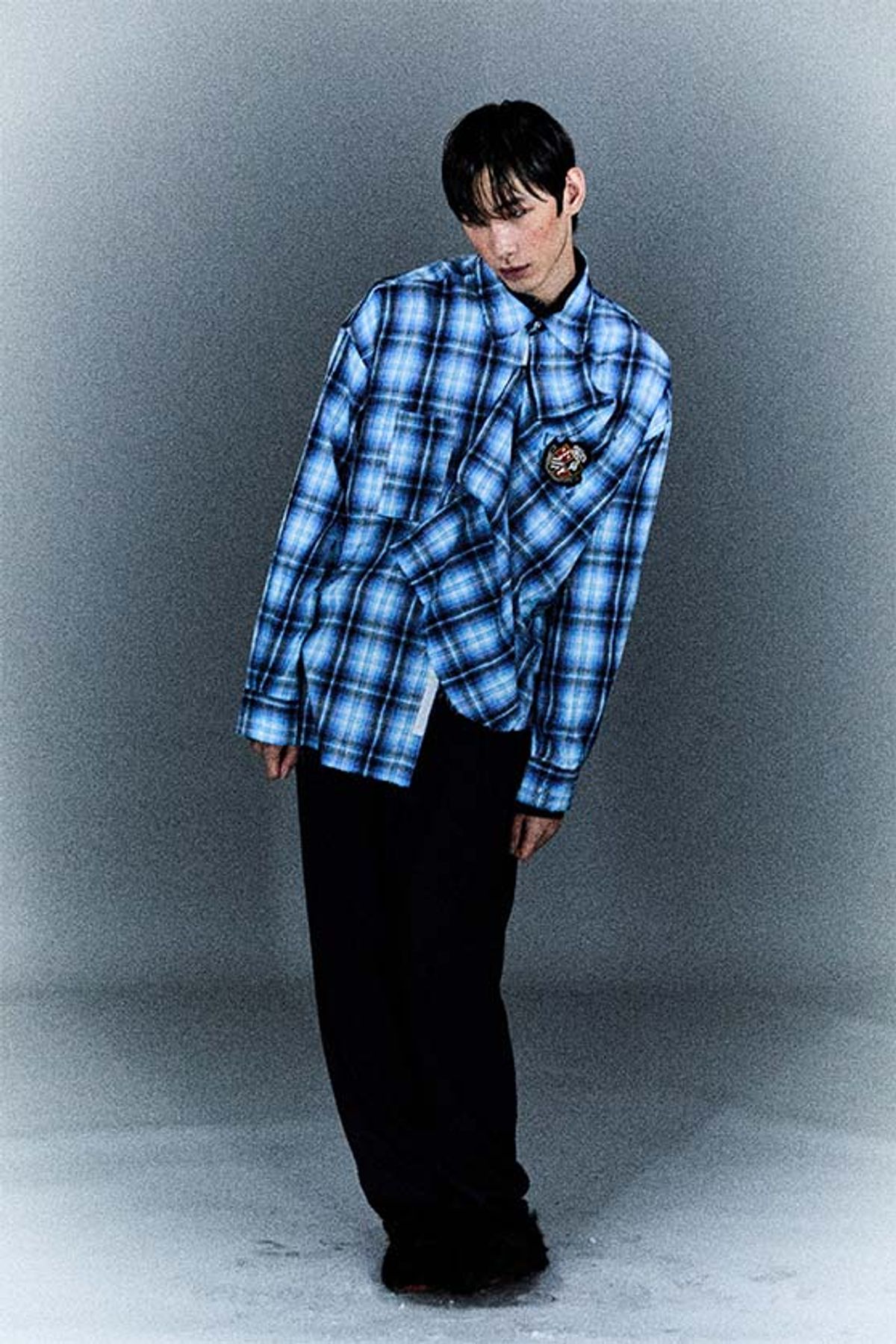 오디너리피플(ORDINARY PEOPLE) Re : Check Crest Deconstructed Shirt [BLUE]