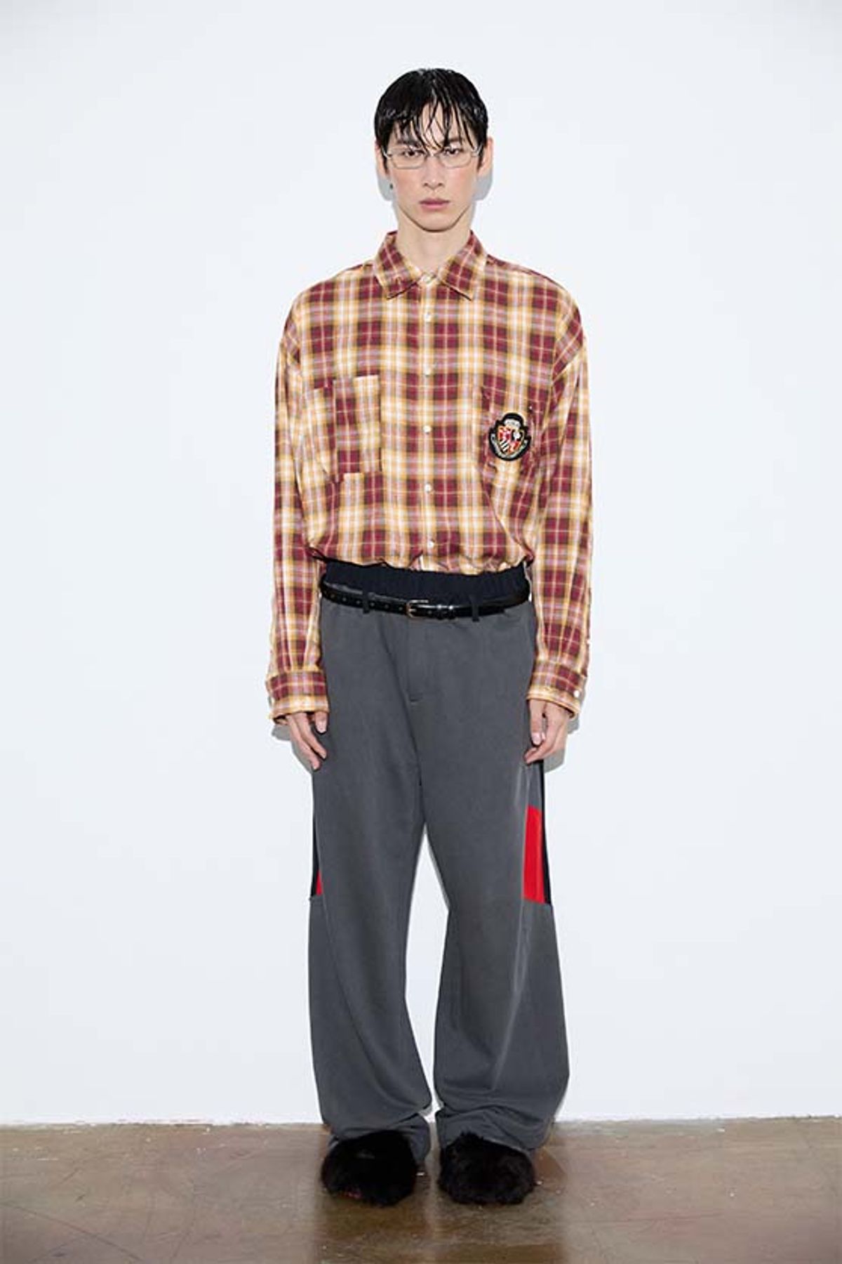 오디너리피플(ORDINARY PEOPLE) Re : Check Crest Deconstructed Shirt [RED]