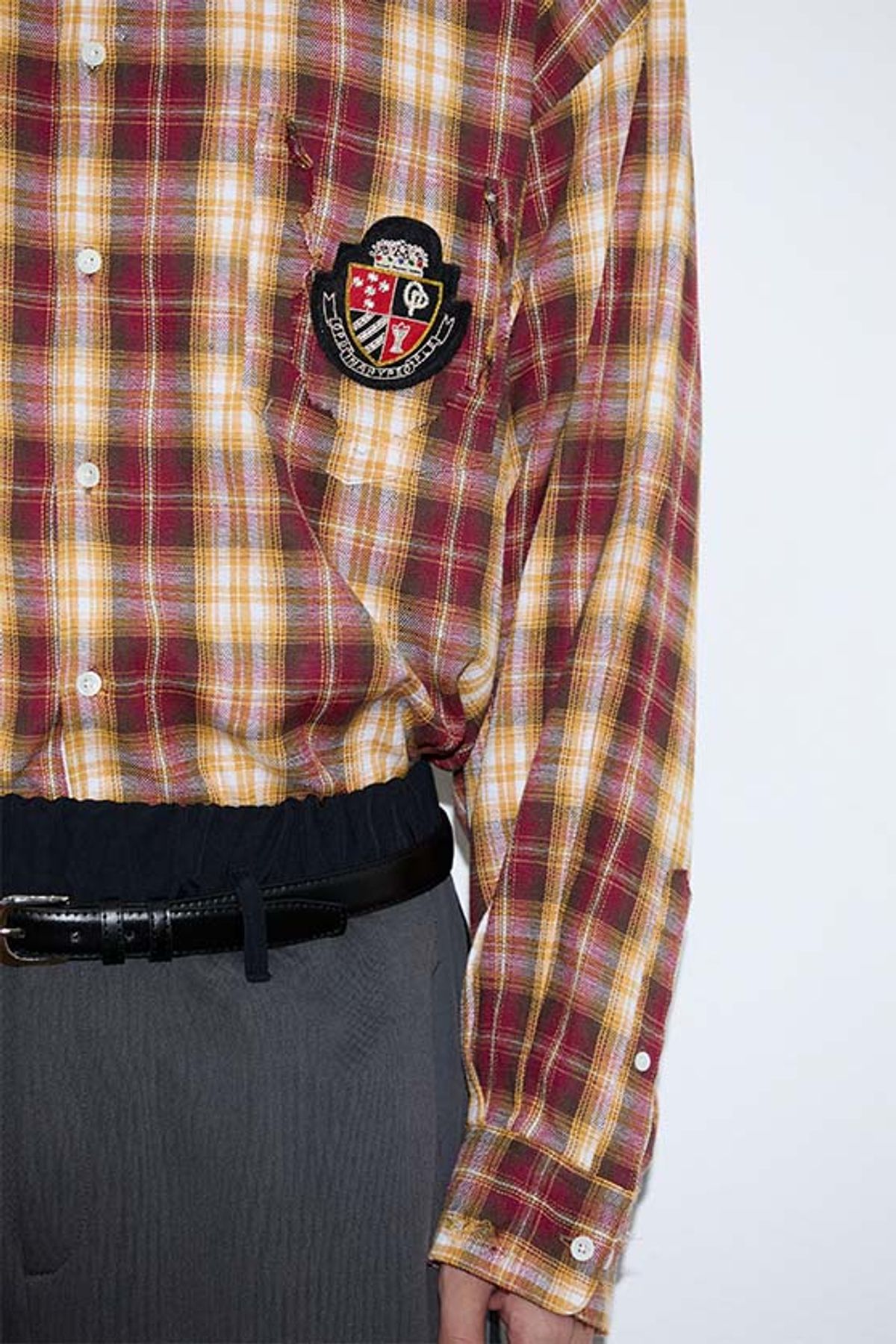 오디너리피플(ORDINARY PEOPLE) Re : Check Crest Deconstructed Shirt [RED]