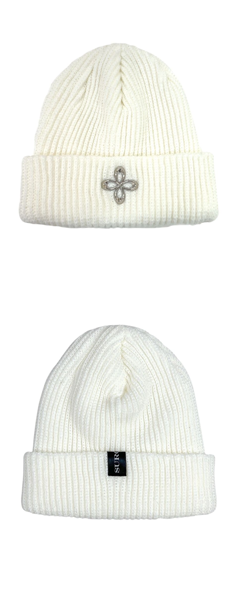 MUSINSA公式 | SURGERY surgery clover logo beanie ver.2 white