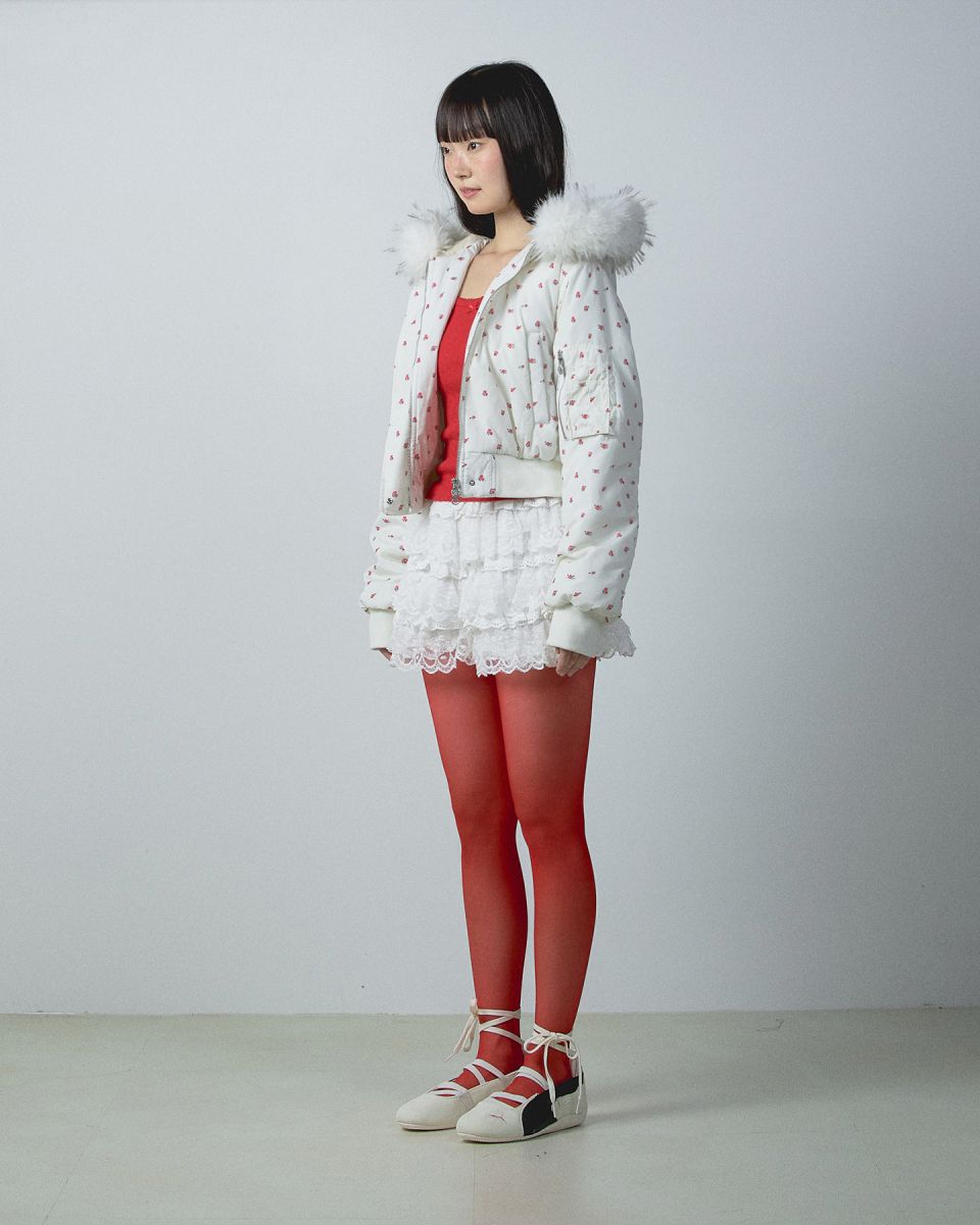 MUSINSA公式 | YOUHEE FLOWER MA-1 FUR HOOD JUMPER IVORY