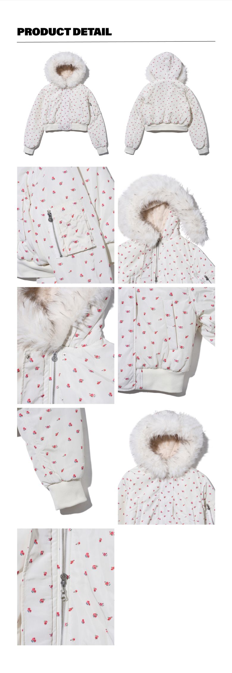 MUSINSA公式 | YOUHEE FLOWER MA-1 FUR HOOD JUMPER IVORY