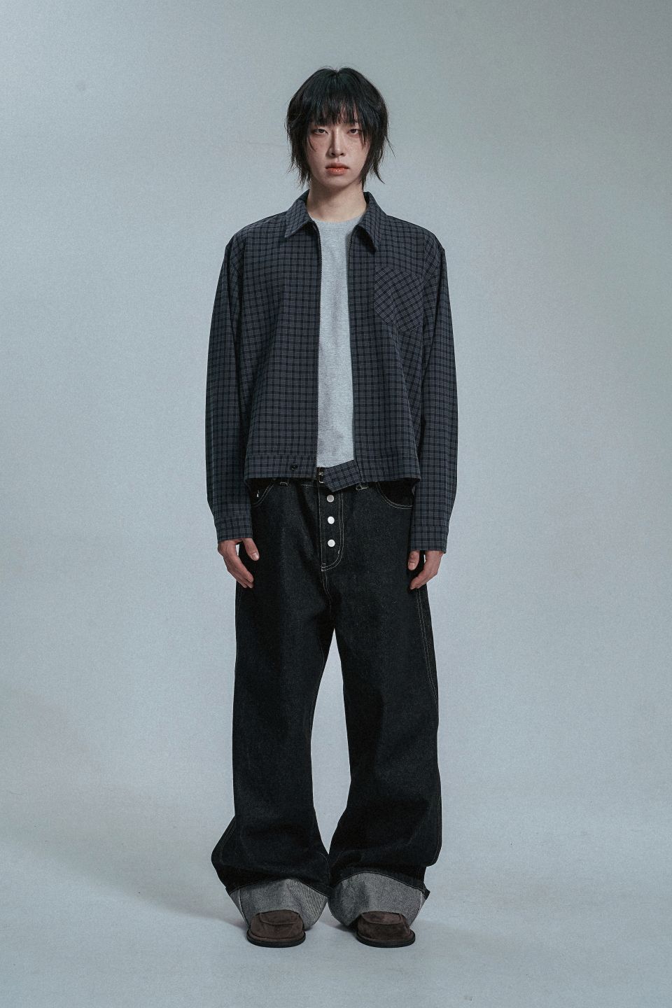 MUSINSA公式 | MOO シンチバックロールアップインディゴデニムパンツ