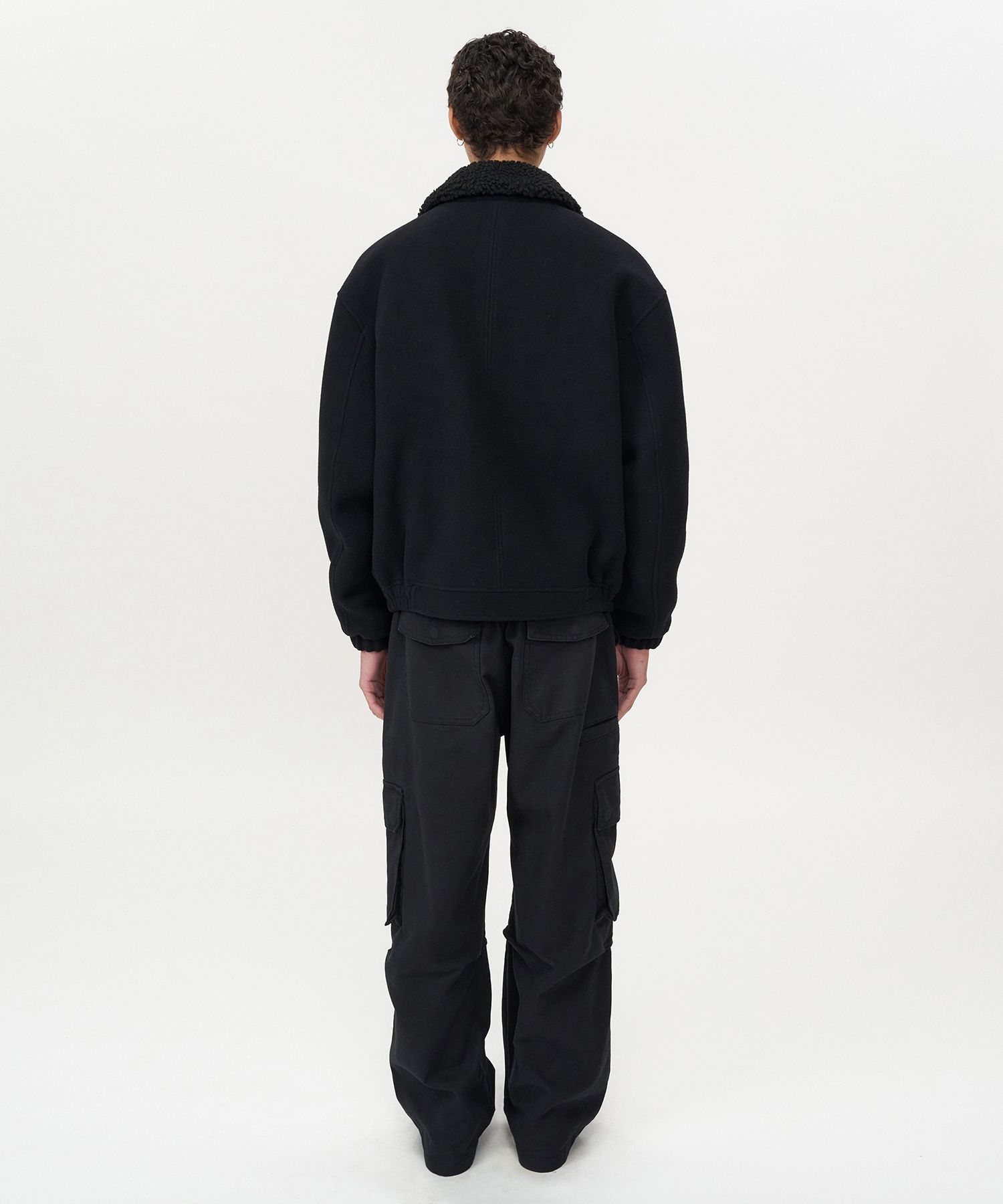 MUSINSA | INSILENCE Detachable Collar Cashmere Blouson BLACK