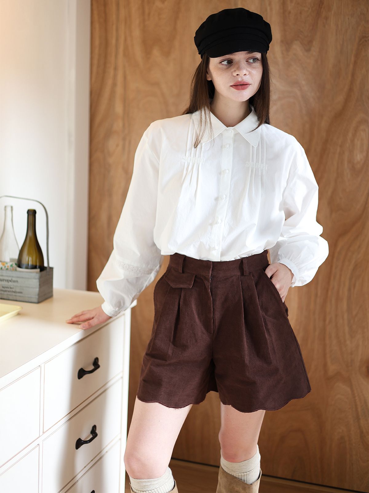 소르디(SORDI) Posy Pintuck Blouse_white