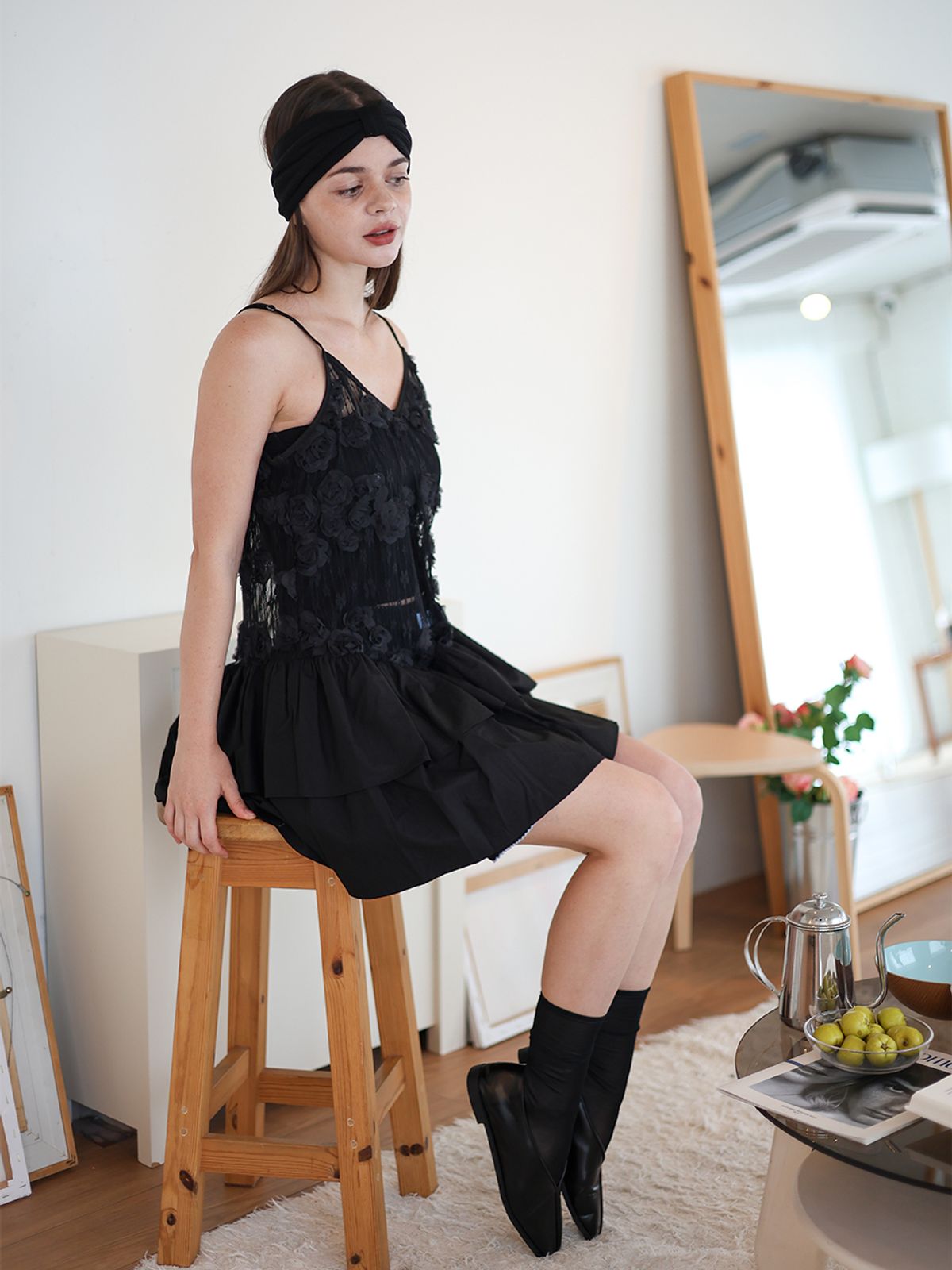 소르디(SORDI) Rose Lace Dress_black