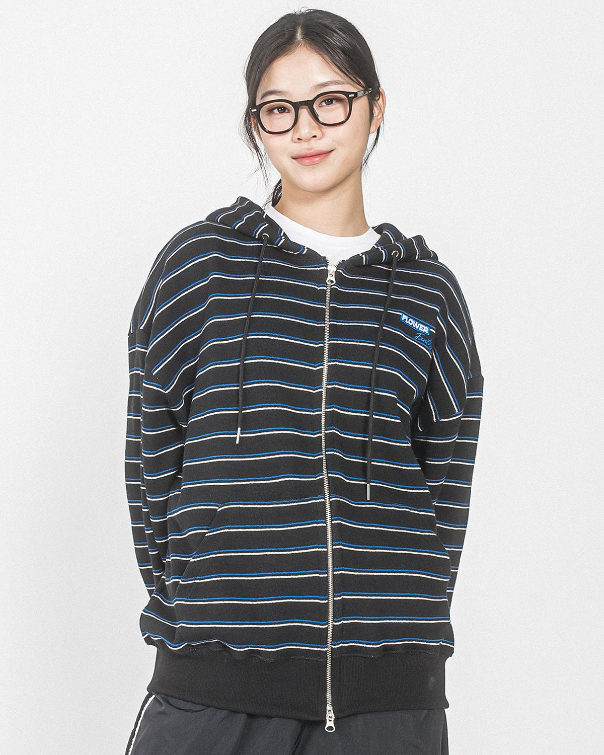 해비즘(HAVISM) FF STRIPE ZIP UP HOOD(BLACK)
