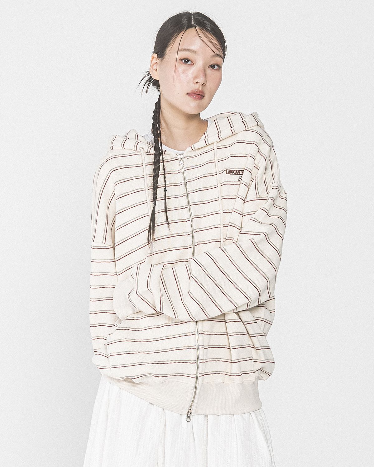 해비즘(HAVISM) FF STRIPE ZIP UP HOOD(IVORY)