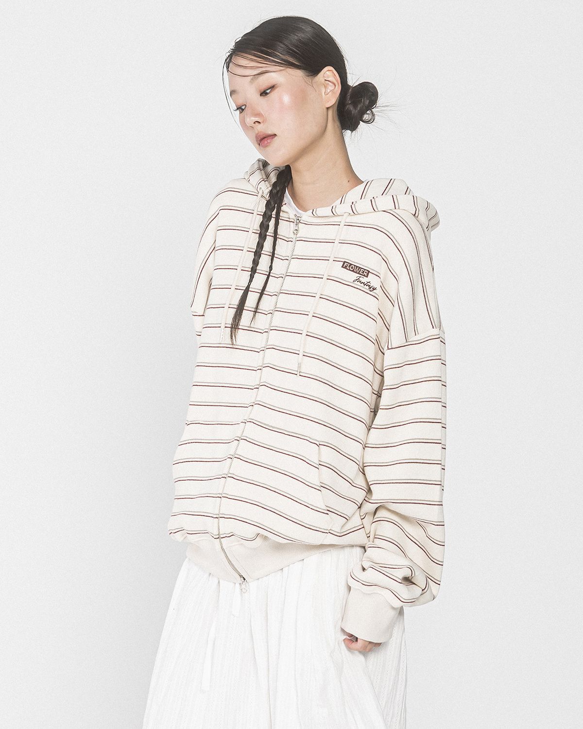 해비즘(HAVISM) FF STRIPE ZIP UP HOOD(IVORY)