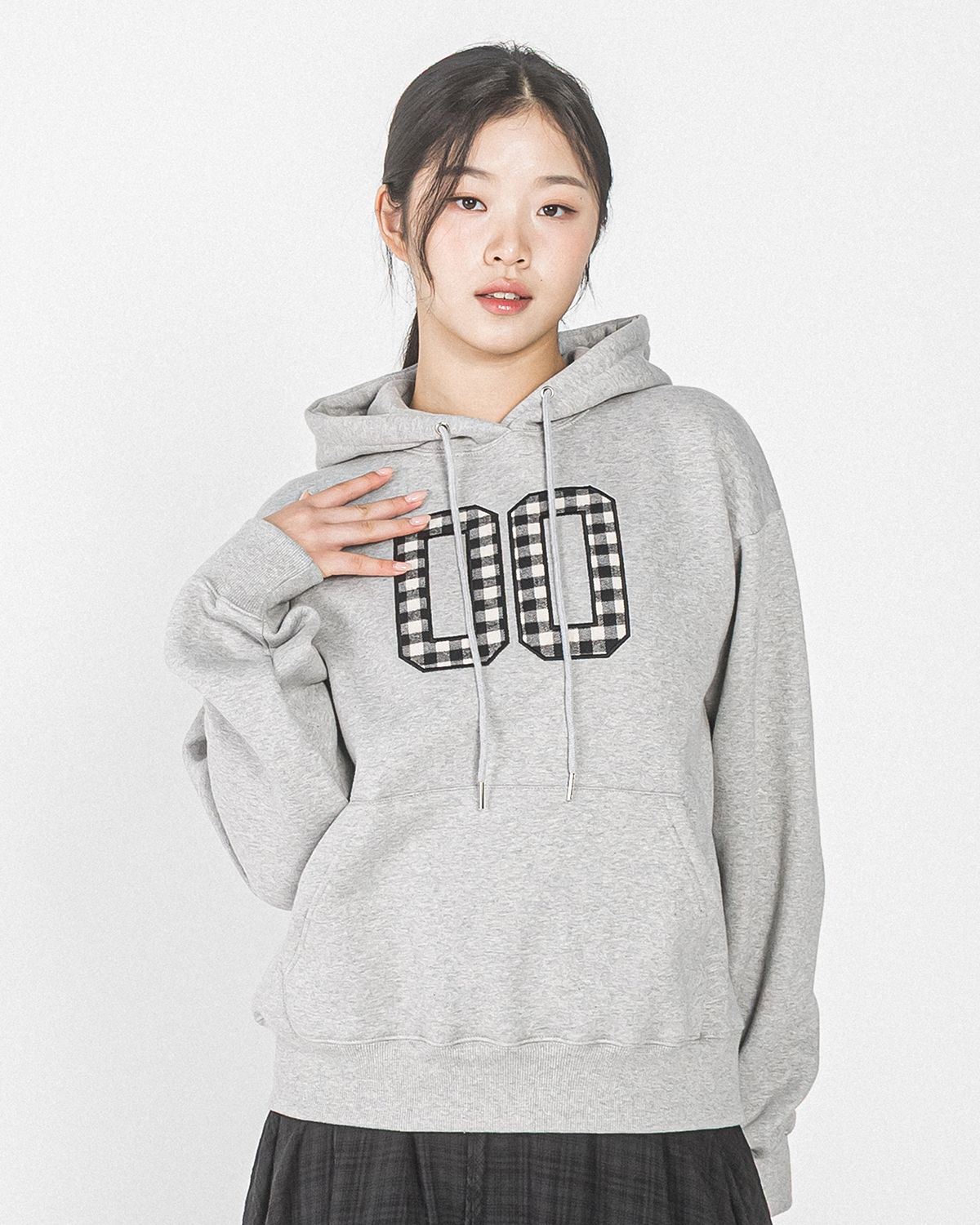 해비즘(HAVISM) 00 CHECK PATCH HOOD(GREY)