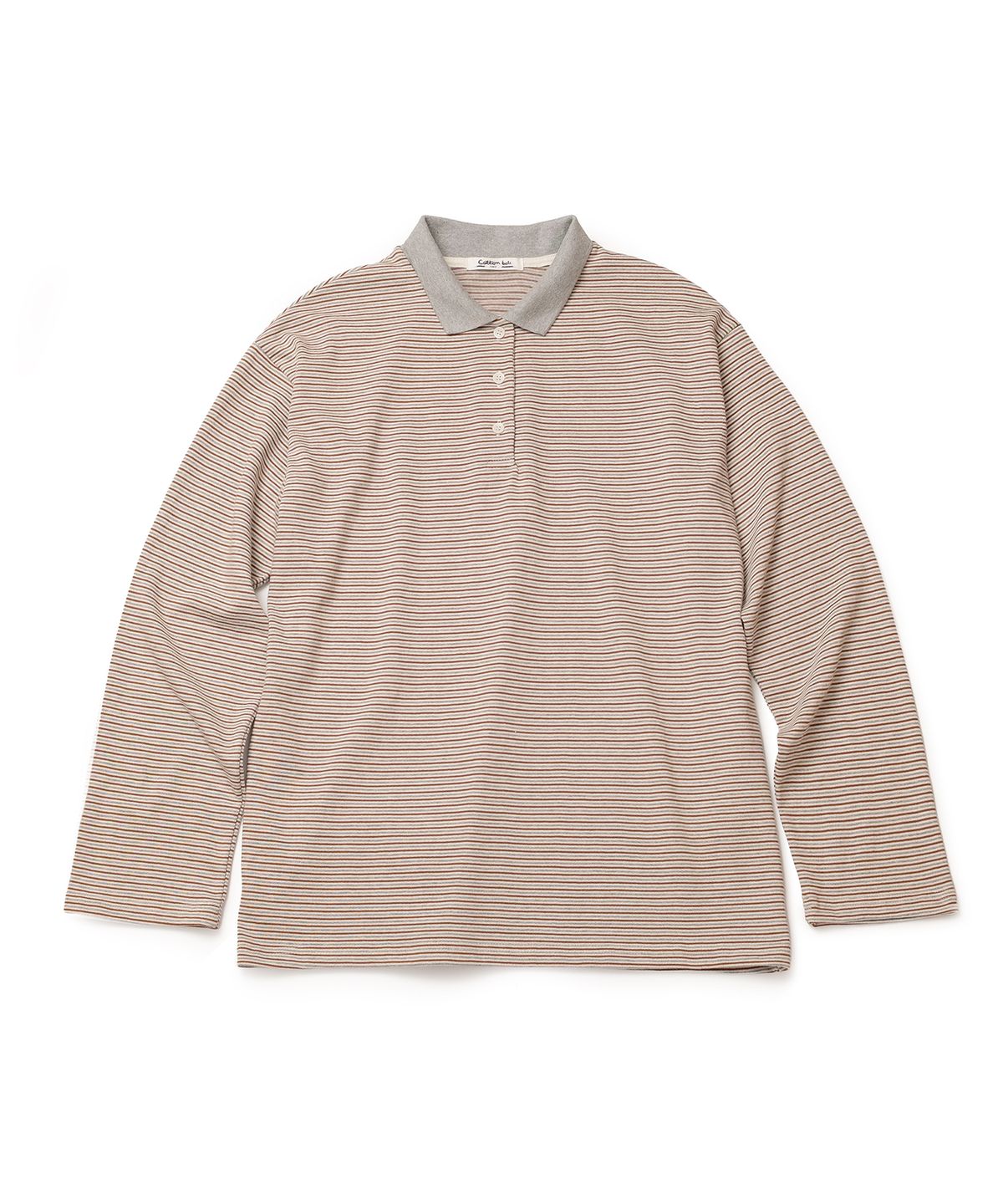 코튼벨(COTTON BELL) 모노 스트라이프 폴로 셔츠 - Brown/Gray