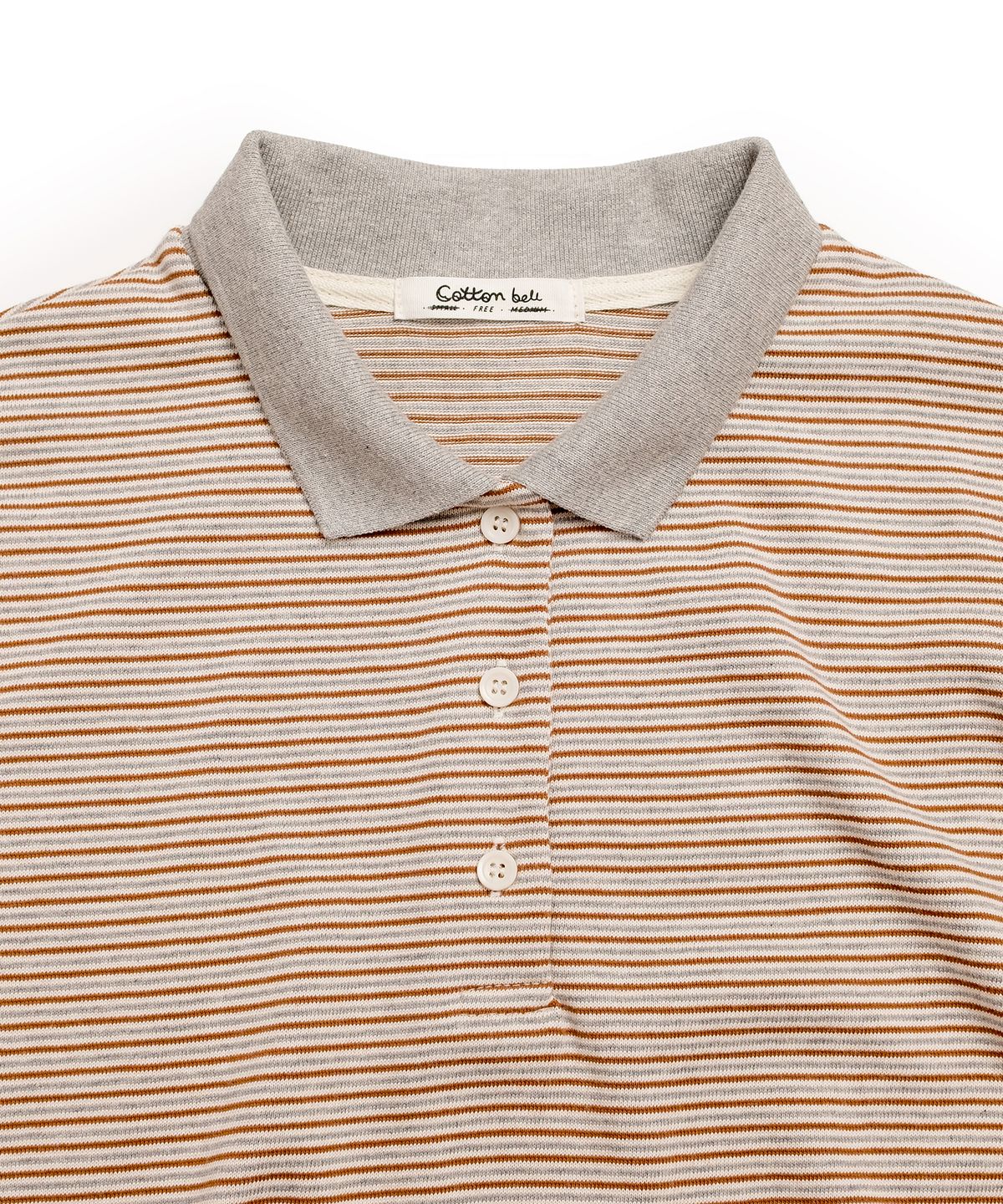 코튼벨(COTTON BELL) 모노 스트라이프 폴로 셔츠 - Brown/Gray