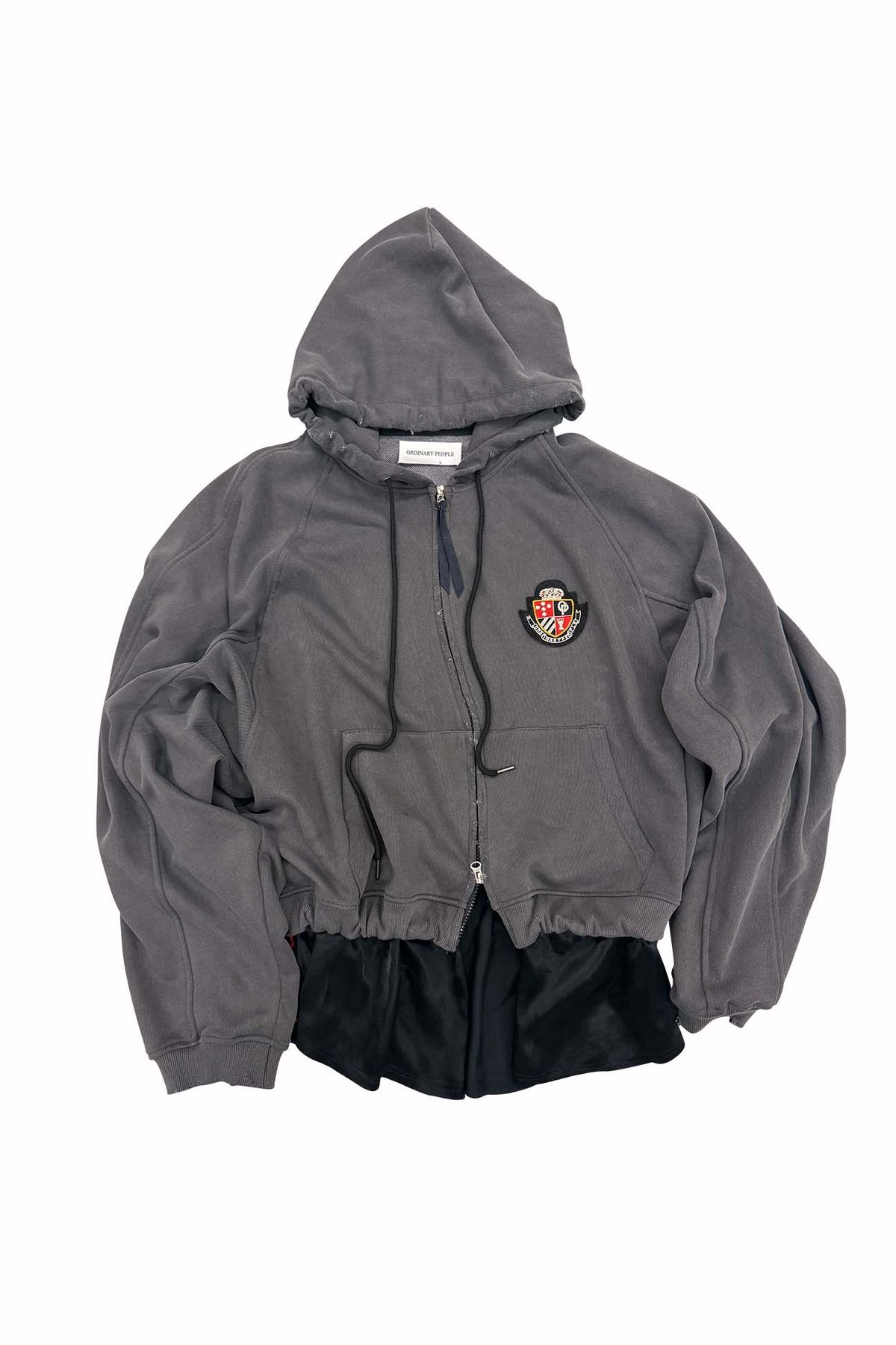 오디너리피플(ORDINARY PEOPLE) Re : Crest Deconstructed Zip Hoodie [Charcoal]