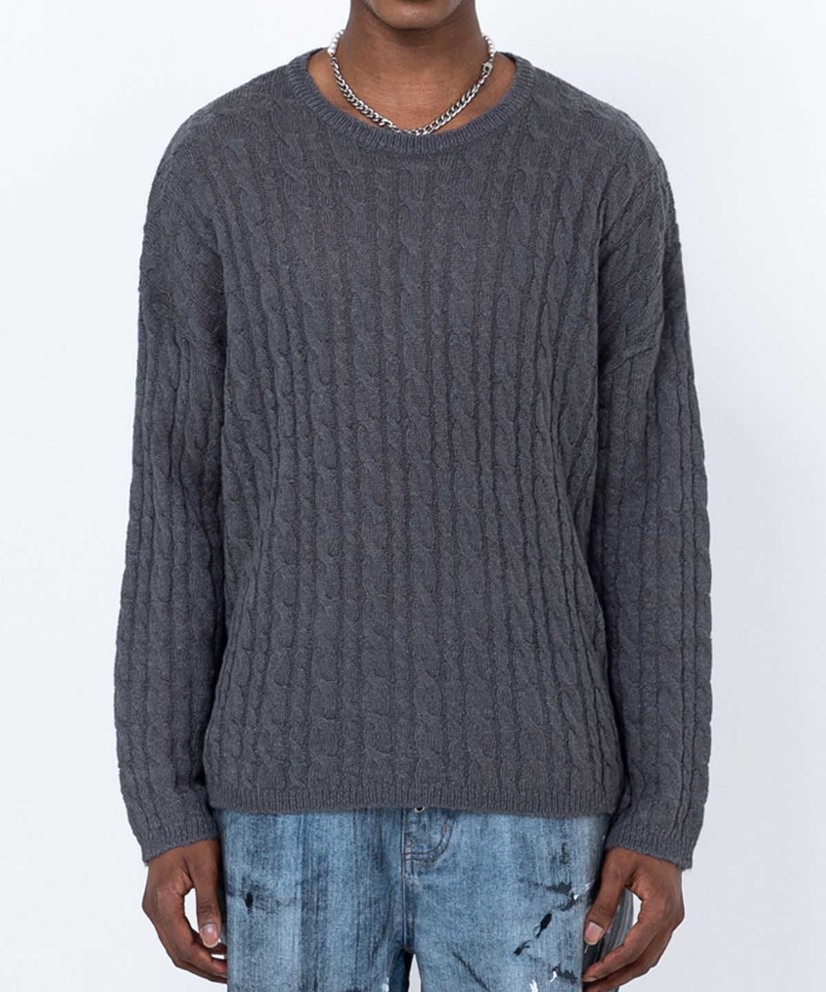 스트라이크(STRIKE) Luxe Twist Cable Knit (CHARCOAL)
