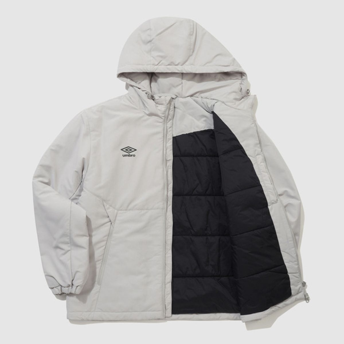 엄브로(UMBRO) 베이직 후드형 패딩 자켓 라이트 그레이 UQ421SPJO1