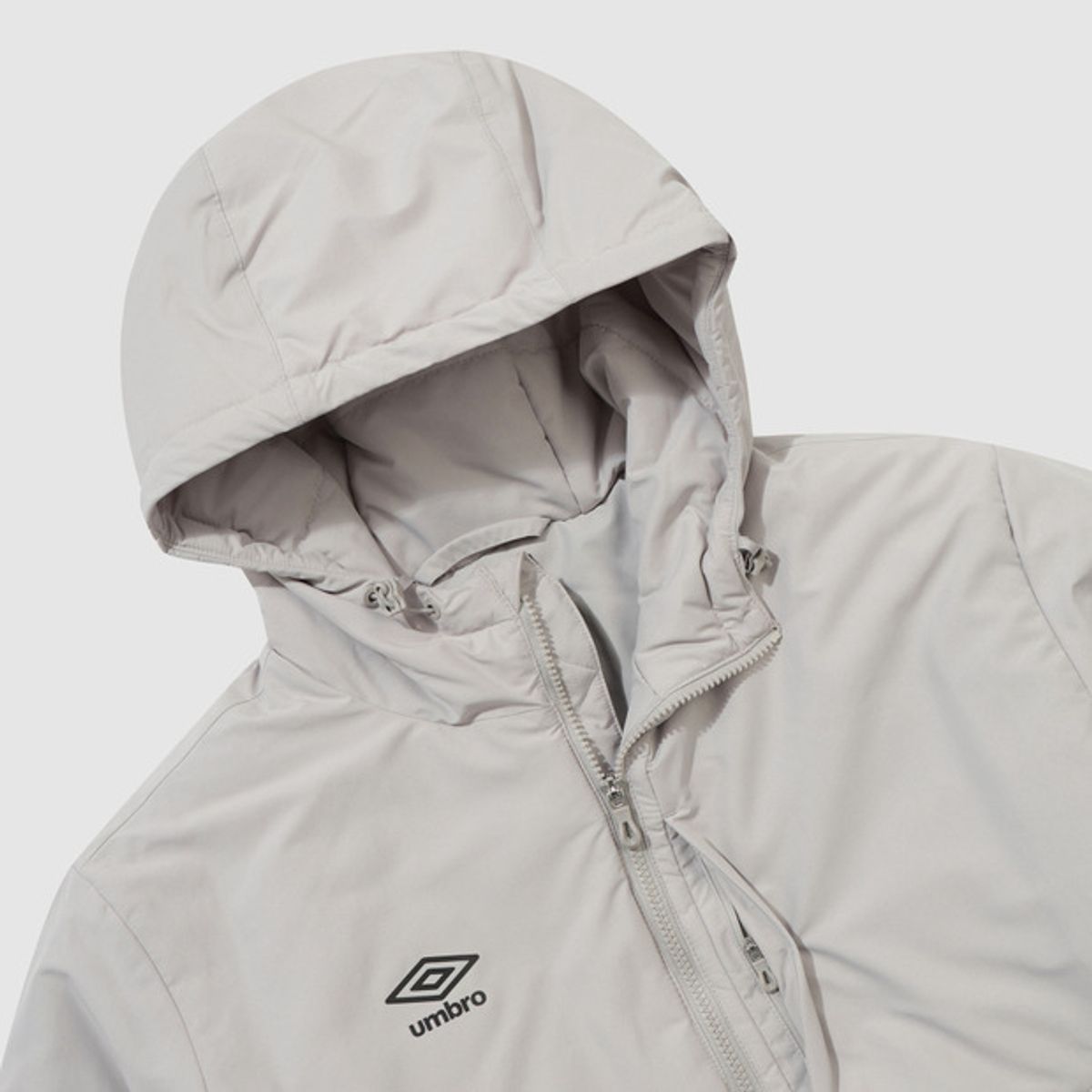엄브로(UMBRO) 베이직 후드형 패딩 자켓 라이트 그레이 UQ421SPJO1