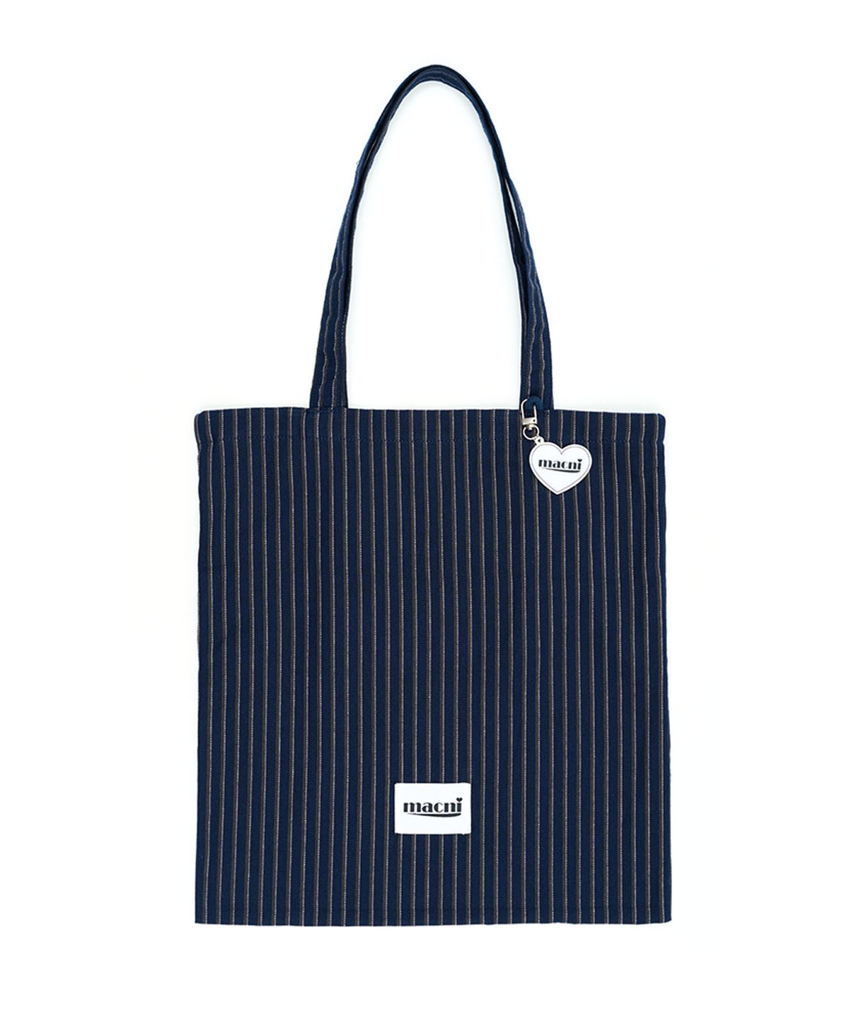 마크니(MACNI) HEART STRIPE ECO BAG NAVY
